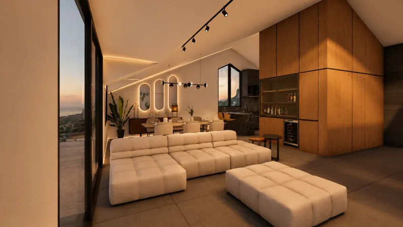 Roof residence lounge with bar cabinet